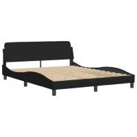 vidaXL Bett mit Matratze Schwarz 160x200 cm Stoff