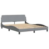 vidaXL Bett mit Matratze Hellgrau 160x200 cm Stoff