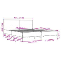 vidaXL Bettgestell Braun Eichen-Optik 160x200 cm Holzwerkstoff Metall