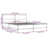 vidaXL Bettgestell R&auml;uchereiche 120x190 cm Holzwerkstoff und Metall