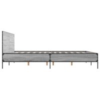 vidaXL Bettgestell Grau Sonoma 135x190 cm Holzwerkstoff und Metall