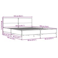 vidaXL Bettgestell Schwarz 140x190 cm Holzwerkstoff und Metall