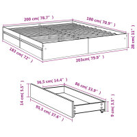 vidaXL Bettgestell mit Schubladen Sonoma-Eiche 180x200cm Holzwerkstoff