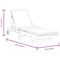 vidaXL Sonnenliegen 2 Stk. mit Auflagen 200x68x83 cm Massivholz Akazie