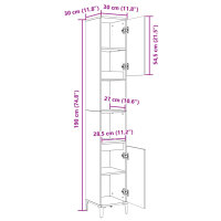 vidaXL Badschrank Sonoma-Eiche 30x30x190 cm Holzwerkstoff