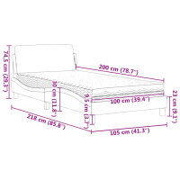 vidaXL Bett mit Matratze Creme 100x200 cm Stoff