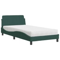 vidaXL Bett mit Matratze Dunkelgrün 100x200 cm Samt