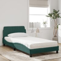 vidaXL Bett mit Matratze Dunkelgr&uuml;n 100x200 cm Samt