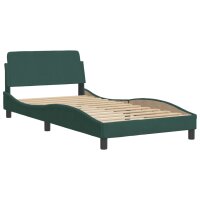 vidaXL Bett mit Matratze Dunkelgr&uuml;n 100x200 cm Samt