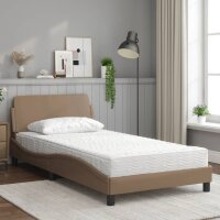 vidaXL Bett mit Matratze Cappuccino-Braun 100x200 cm Kunstleder