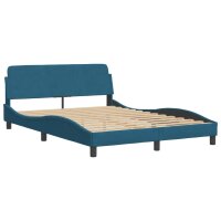 vidaXL Bett mit Matratze Blau 120x200 cm Samt