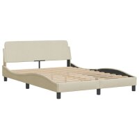 vidaXL Bett mit Matratze Creme 140x190 cm Stoff