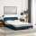 vidaXL Bett mit Matratze Blau 140x200 cm Stoff