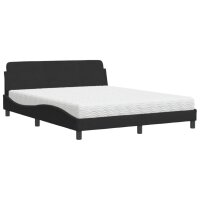 vidaXL Bett mit Matratze Schwarz 160x200 cm Samt