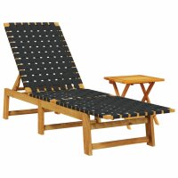 vidaXL Sonnenliege mit Tisch Schwarz Massivholz Akazie und Stoff