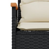 vidaXL Gartenbank mit Kissen 116x62,5x74 cm Schwarz Poly Rattan