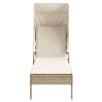 vidaXL Sonnenliege mit Dach Beige Poly Rattan