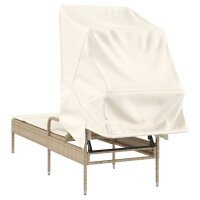 vidaXL Sonnenliege mit Dach Beige Poly Rattan