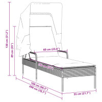 vidaXL Sonnenliege mit Dach Beige Poly Rattan