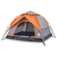 vidaXL Kuppel-Campingzelt 3 Personen Grau und Orange Quick Release