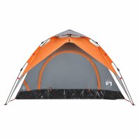 vidaXL Kuppel-Campingzelt 3 Personen Grau und Orange Quick Release