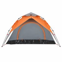 vidaXL Kuppel-Campingzelt 3 Personen Grau und Orange Quick Release