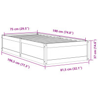 vidaXL Massivholzbett Wachsbraun 75x190 cm Kiefer