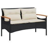 vidaXL 4-tlg. Garten-Sofagarnitur mit Kissen Schwarz Poly Rattan