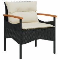 vidaXL 4-tlg. Garten-Sofagarnitur mit Kissen Schwarz Poly Rattan