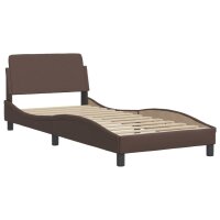 vidaXL Bett mit Matratze Braun 90x200 cm Kunstleder