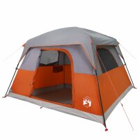 vidaXL Campingzelt 4 Personen Grau und Orange Wasserdicht