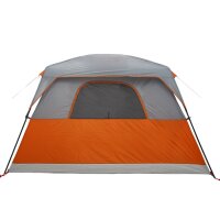 vidaXL Campingzelt 4 Personen Grau und Orange Wasserdicht