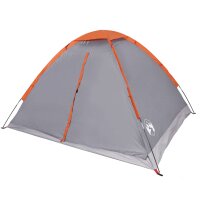 vidaXL Kuppel-Campingzelt 4 Personen Grau und Orange Wasserdicht