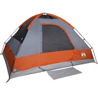 vidaXL Kuppel-Campingzelt 4 Personen Grau und Orange Wasserdicht