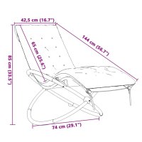 vidaXL Sonnenliege Geometrisch mit Auflage Schwarz und Grau Stahl