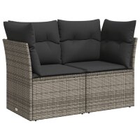 vidaXL 7-tlg. Garten-Sofagarnitur mit Kissen Grau Poly Rattan