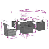 vidaXL 6-tlg. Garten-Sofagarnitur mit Kissen Grau Poly Rattan