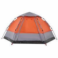 vidaXL Campingzelt 4 Personen Grau und Orange Quick Release