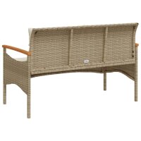 vidaXL Gartenbank mit Kissen 116x62,5x74 cm Beige Poly Rattan