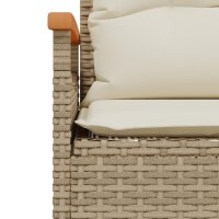 vidaXL Gartenbank mit Kissen 116x62,5x74 cm Beige Poly Rattan