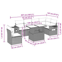 vidaXL 7-tlg. Garten-Sofagarnitur mit Kissen Grau Poly Rattan