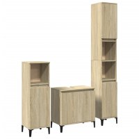 vidaXL 3-tlg. Badmöbel-Set Sonoma-Eiche Holzwerkstoff
