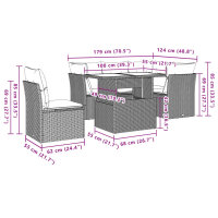 vidaXL 6-tlg. Garten-Sofagarnitur mit Kissen Grau Poly Rattan