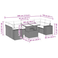 vidaXL 8-tlg. Garten-Sofagarnitur mit Kissen Grau Poly Rattan