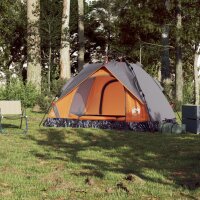 vidaXL Kuppel-Campingzelt 2 Personen Grau und Orange Quick Release