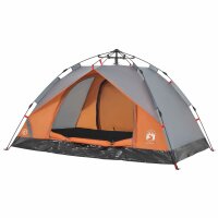 vidaXL Kuppel-Campingzelt 2 Personen Grau und Orange Quick Release