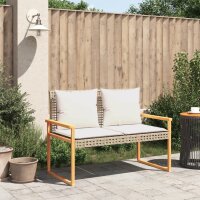 vidaXL Gartenbank mit Kissen Beige Poly Rattan Akazienholz