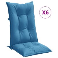 vidaXL Hochlehner-Auflagen 6 Stk. Melange Blau 120x50x7...