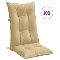 vidaXL Hochlehner-Auflagen 6 Stk. Melange Beige 120x50x7...