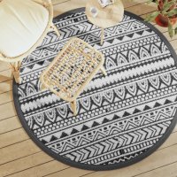 vidaXL Outdoor-Teppich Schwarz Ø160 cm PP